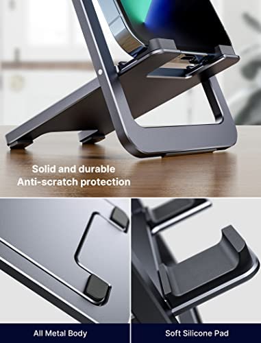 Cell Phone Stand, JSAUX Foldable Aluminum Adjustable Phone Holder for Desk Portable Travel Holder Of