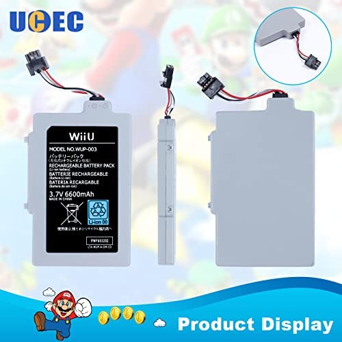 UCEC 6600mAh Wii U Gamepad Battery Replacement Rechargeable Battery Pack Wii Accessories for Nintend