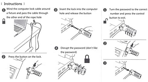 Amazon.com: AOMGD 2 Pcs 6-Foot Laptop Lock Notebook Combination Lock Security Cable 4 Digit Password