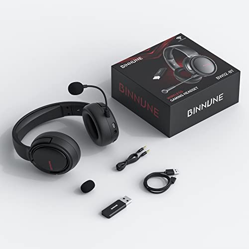 BINNUNE 2.4G/Bluetooth Wireless Gaming Headset with Microphone for PS4 PS5 Playstation 4 5, 48 Hours