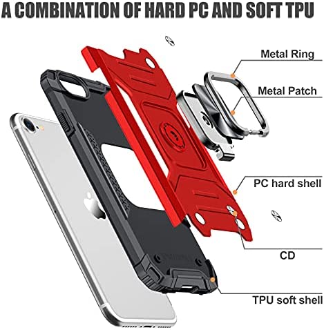 JAME Case for iPhone SE 2022/2020/8/7 Case with Screen Protectors 2Pcs, Military-Grade Drop Protecti