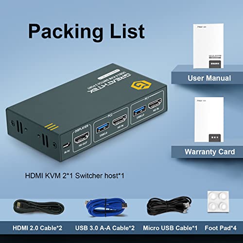 Amazon.com: USB 3.0 KVM Switches with 4K@60Hz Ultra HD Resolution, KVM Switch HDMI USB 3.0 Hub, 2 Co