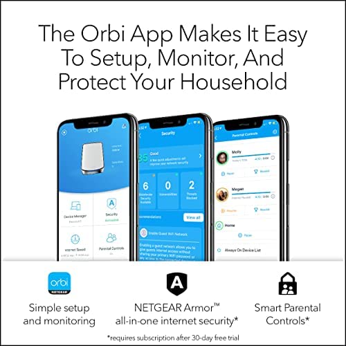 NETGEAR Orbi Whole Home Tri-band Mesh WiFi 6 System (RBK852) – Router with 1 Satellite Extender | Co