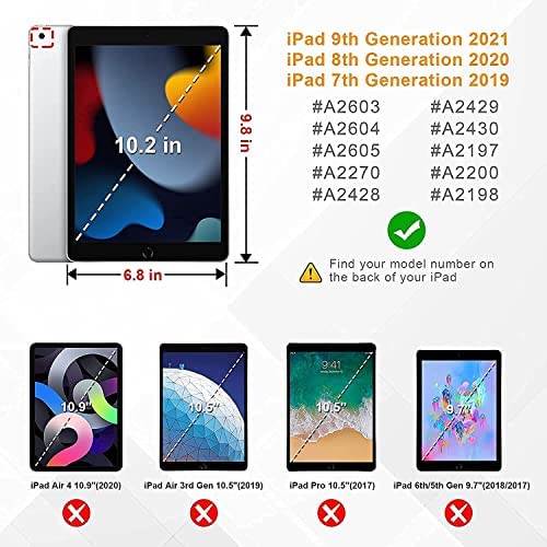 Amazon.com: New iPad 9th/8th/7th Generation Case 2021/2020/2019 10.2 Inch with Tempered Glass Screen