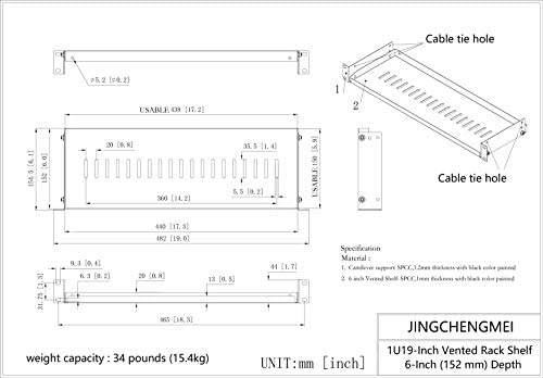 Amazon.com: Jingchengmei 2 Pack of 1U Vented Cantilever Server Rack Mount Shelf 6" (154mm) Deep for