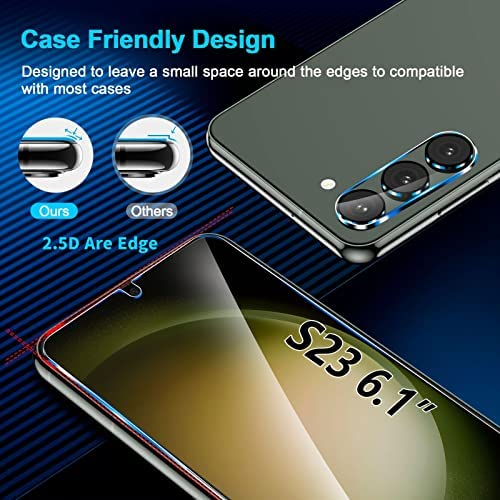 Amazon.com: [3+3 Pack] for Samsung Galaxy S23 Screen Protector, 9H Tempered Glass, Ultrasonic Finger