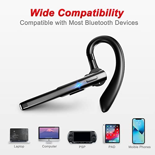 EUQQ Bluetooth Headset for Mobile Phones Bluetooth Earpiece Wireless with Charging Case 10 Hrs HD Ta