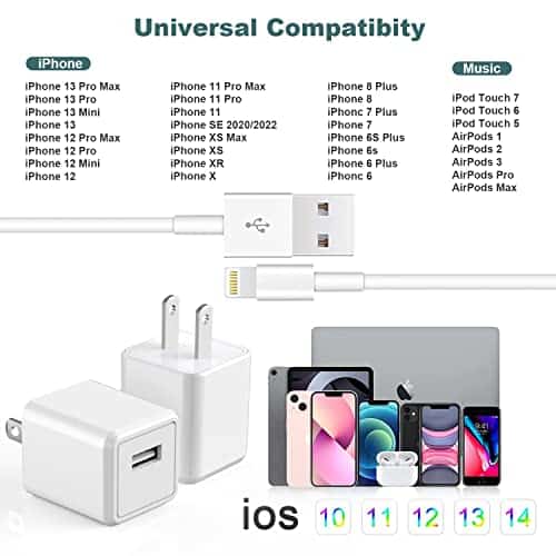Amazon.com: iPhone Charger,Cube Apple Charger iPhone[Apple MFi Certified]2Pack 6FT Lightning Cable Q