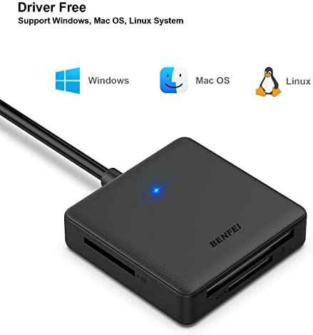 Memory Card Reader, BENFEI 4in1 USB USB-C to SD Micro SD MS CF Card Reader Adapter