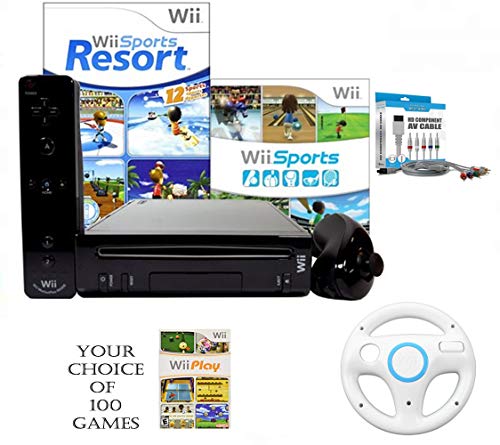 Amazon.com: Nintendo Wii Black Sports Bundle with 3 Games, Wheel, and More : Video Games