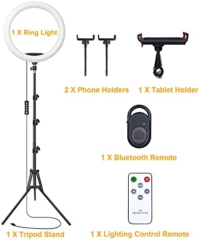Amazon.com: 13" Selfie Ring Light with 63" Tripod Stand & 3 Phone Holder, LED Camera Ringlight w