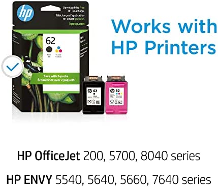 Amazon.com: HP 62 Black/Tri-color Ink (2-pack) | Works with HP ENVY 5540, 5640, 5660, 7640 Series, H