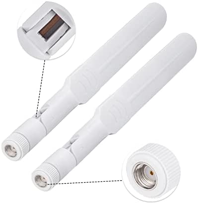 Bingfu Dual Band WiFi 2.4GHz 5GHz 5.8GHz 8dBi MIMO RP-SMA Male White Antenna (2-Pack) for WiFi Route
