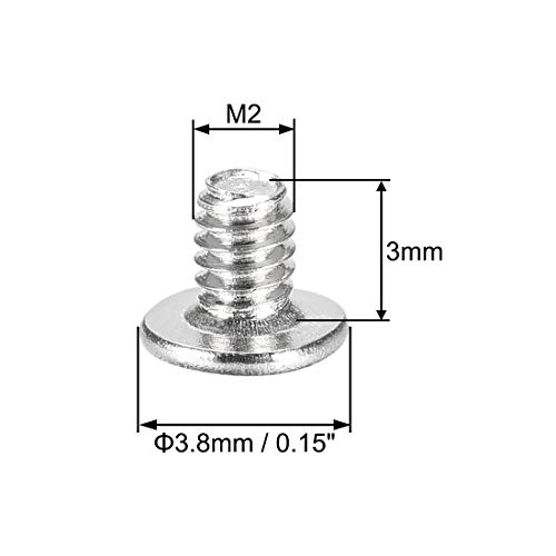 Amazon.com: uxcell M2x3mm Phillips Screw Fastener Silver Tone 3.8mm Dia Screw Head for Laptop PC TV