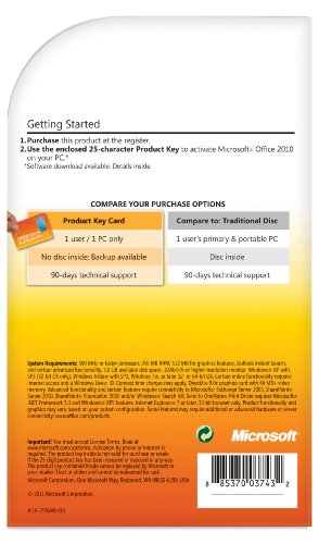 Amazon.com: Microsoft Office Home & Business 2010 Key Card - 1PC/1User