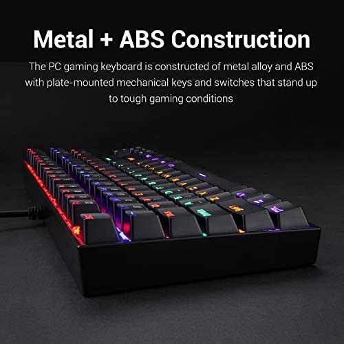 Redragon K552 Mechanical Gaming Keyboard 87 Key Rainbow LED Backlit Wired with Anti-Dust Proof Switc