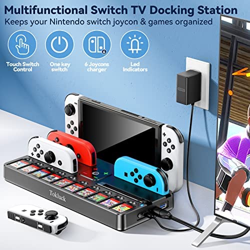 Switch TV Docking Station with Joycon Charger, Replacement for Nintendo Switch TV Dock with 4K HDMI