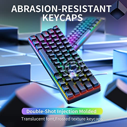 Punkston TH61 60% Mechanical Gaming Keyboard,RGB Backlit Wired Ultra-Compact Mini Mechanical Keyboar