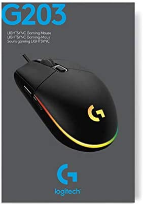 Amazon.com: Logitech G203 Wired Gaming Mouse, 8,000 DPI, Rainbow Optical Effect LIGHTSYNC RGB, 6 Pro
