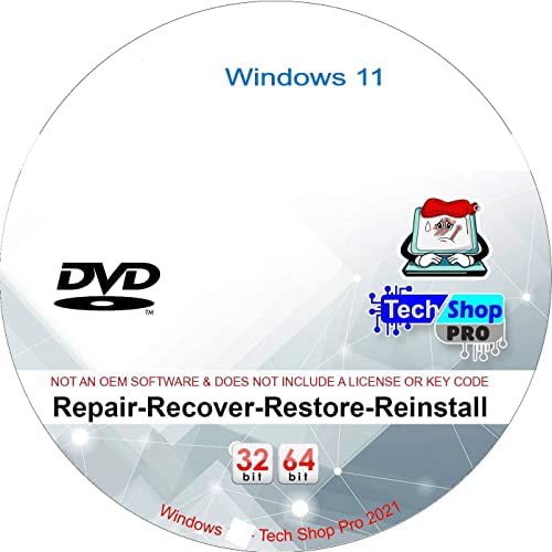 Amazon.com: Tech-Shop-pro Reinstall DVD For Windows 11 Pro Version 32/64 bit. Recover, Restore, Repa