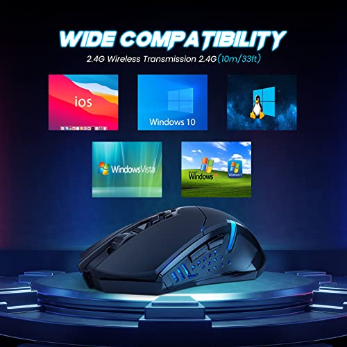 Amazon.com: T-DAGGER Wireless Gaming Mouse- USB Cordless PC Computer Mice with LED Red Backlit, Ergo