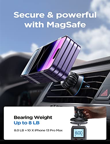 Amazon.com: LISEN Fits MagSafe Car Mount for iPhone Strong Magnetic Phone Holder for Car Vent Dashbo