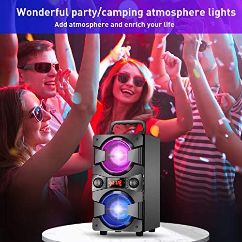 Amazon.com: 60W Bluetooth Speakers Portable Wireless Speaker with Double Subwoofer Heavy Bass, FM Ra