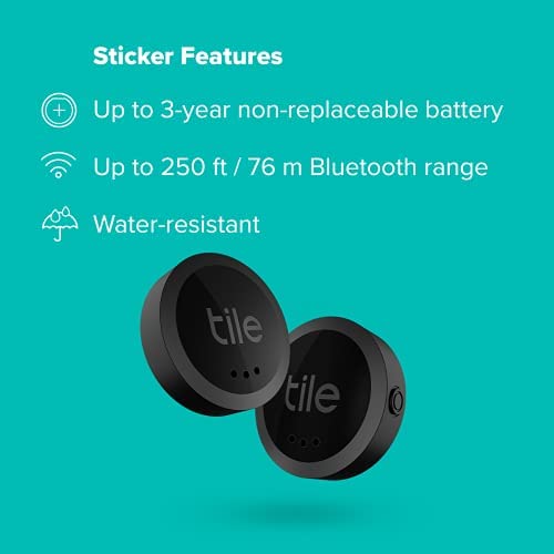 Amazon.com: Tile Sticker (2022) 2-Pack. Small Bluetooth Tracker, Remote Finder and Item Locator, Pet