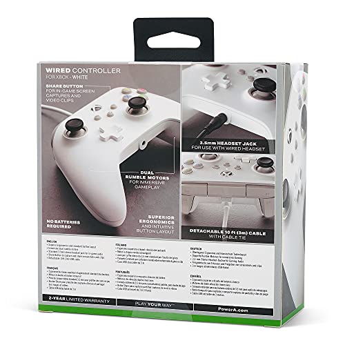 Amazon.com: PowerA Wired Controller for Xbox Series X|S - White, gamepad, video game / gaming contro