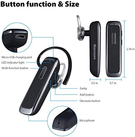 Amazon.com: Marnana Bluetooth Headset, Wireless Bluetooth Earpiece with 18 Hours Playtime and Noise