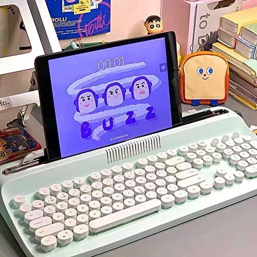 TISHLED Typewriter Keyboard Wireless Bluetooth 5.0 Retro Aesthetic Cute Kawaii Round Keycaps 106-Key