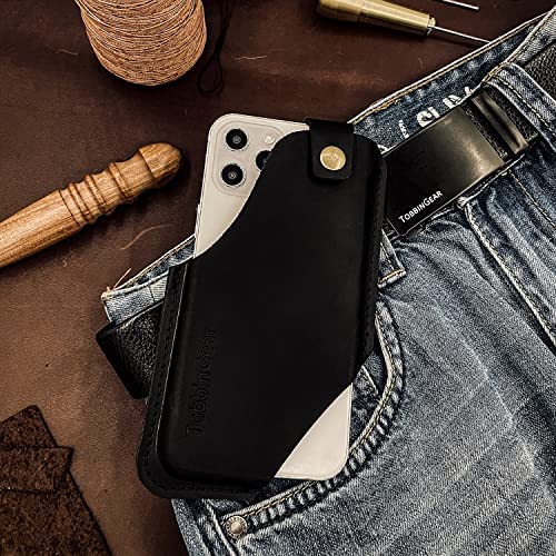 Amazon.com: TobbinGear Leather Cell Phone Holster with Belt Clip, Leather Belt Phone Pouch, Universa