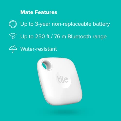 Amazon.com: Tile Mate (2022) 1-Pack, White. Bluetooth Tracker, Keys Finder and Item Locator; Up to 2