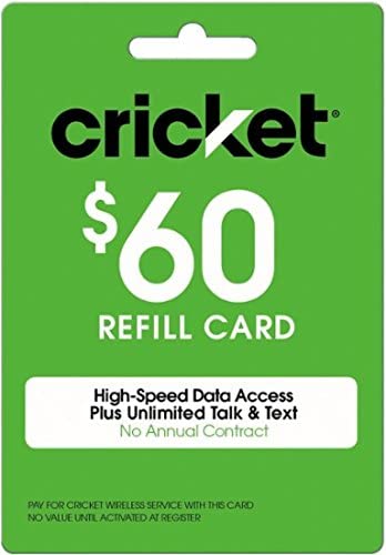 Amazon.com: Cricket Refill Card $60 Cricket Wireless Refill Card $60 : Cell Phones & Accessories