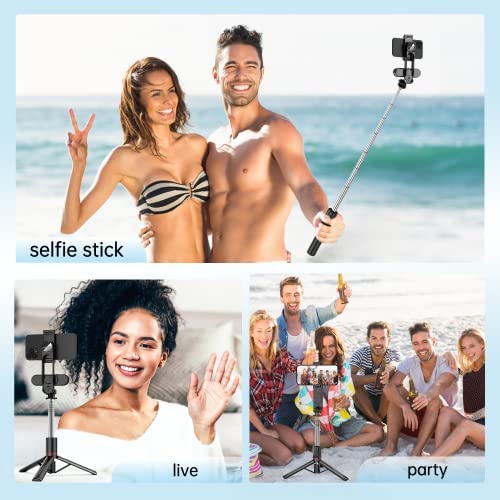 Amazon.com: Stable Selfie Stick Tripod with Fill Light, 44 Inch Extendable Selfie Stick with Wireles