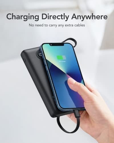 Amazon.com: Portable Charger with Built in Cables,VRURC 10000mAh Ultra Slim USB C Power Bank,5 Outpu