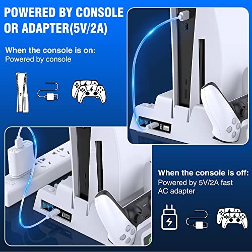 Amazon.com: PS5 Stand Cooling Fan with 4 Gears, Dual Fast PS5 Controller Charging Station with 13 Ga
