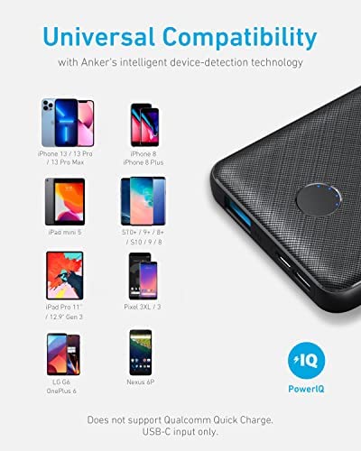 Anker Portable Charger, 313 Power Bank (PowerCore Slim 10K) 10000mAh Battery Pack with PowerIQ Charg