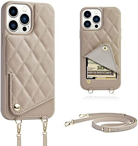 Amazon.com: JLFCH ROMIELA Series iPhone 14 Pro Max Crossbody Case with Card Holder Chain Strap Walle