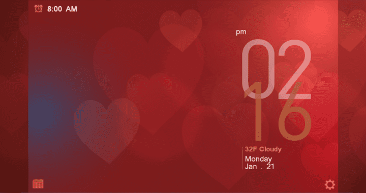 Valentine's Day Clock - Beautiful Animations, Alarm, Weather, News, & Flashlight