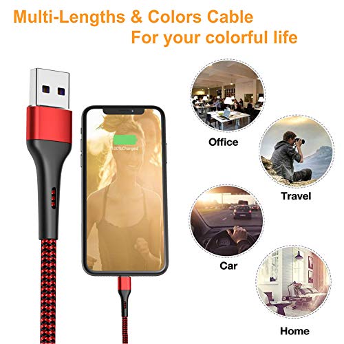 Durcord iPhone Charger 6FT/6/3/1.5, Lightning Cable Fast Charging iPhone Cable Nylon Braided iPhone