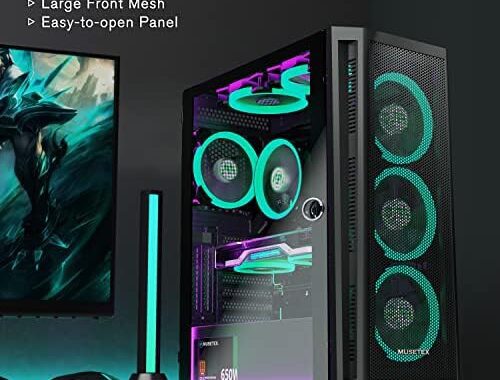 Amazon.com: MUSETEX ATX PC Case Pre-Install 6 PWM ARGB Fans, Mid-Tower Gaming Case with Opening Temp