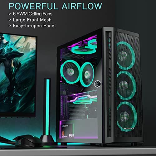 Amazon.com: MUSETEX ATX PC Case Pre-Install 6 PWM ARGB Fans, Mid-Tower Gaming Case with Opening Temp