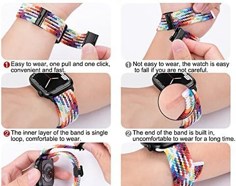 Qimela Compatible with Apple Watch Band 49mm 45mm 44mm 42mm,Stretchy Sport Solo Loop Strap with Adju