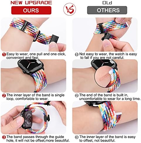 Qimela Compatible with Apple Watch Band 49mm 45mm 44mm 42mm,Stretchy Sport Solo Loop Strap with Adju