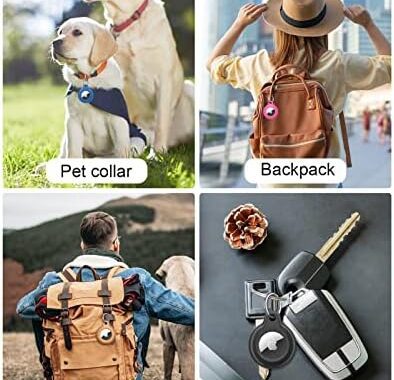 Zapica Airtag Holder, 2 Pack Waterproof Air Tag Keychain Case with Hard PC+TPU Material, Compatible