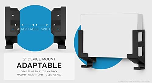 BRAINWAVZ Laptop Wall Mount and Headphone Hanger Holder, Adhesive & Screw-in, 3" Wide for Modem,