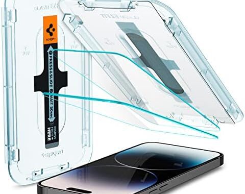 Amazon.com: Spigen Tempered Glass Screen Protector [GlasTR EZ FIT] designed for iPhone 14 Pro [Case