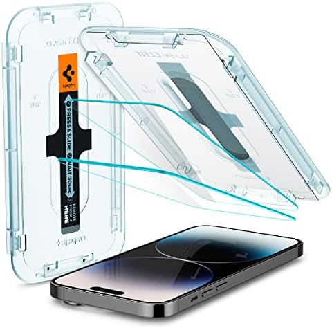 Amazon.com: Spigen Tempered Glass Screen Protector [GlasTR EZ FIT] designed for iPhone 14 Pro [Case