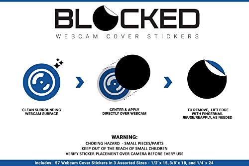 Webcam/Camera Vinyl Covers | 57 Low-Tack Restickable Webcam Sticker | Multiple Sizes | Black 57-Pack